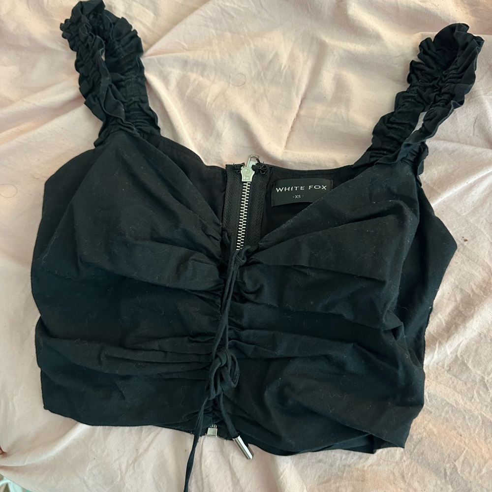 Black Ruched Women's Top